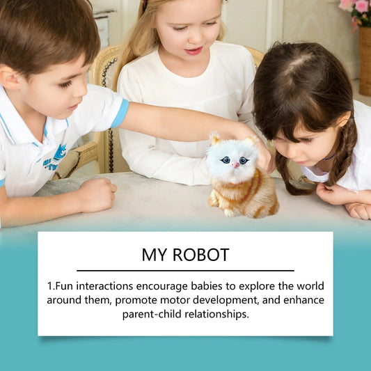 Robot Cat Toys Interactive Cat Meow Toy Funny Interactive Cat Robot Creative Robotic Cat Barking Meow Kitten for Chilren Good Vibrations