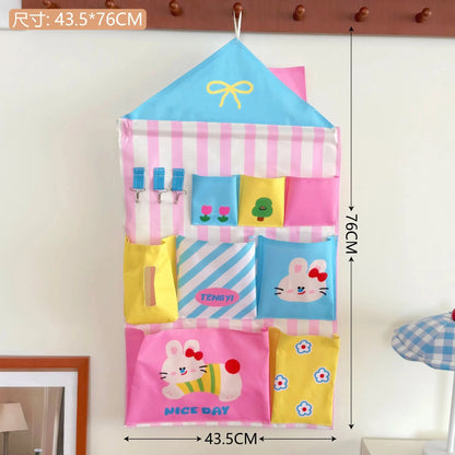Cute Wall Storage Bags Hanging Pockets Cute Wall Mounted Storage Bag Organizer Kawaii Cartoon Sundries Office Container Pouchs Good Vibrations