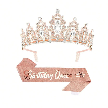 Birthday Crown and Birthday Queen Sash Birthday Girl Princess Birthday Party Decorations Happy Birthday for Party Birthday Gifts Good Vibrations