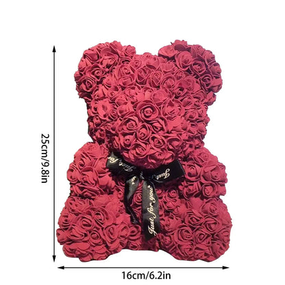 Rose Bear NEW Valentines Day Gifts 25cm Flower Bears Artificial Floral Decorations Mother' DAY Gift For Girlfriend Festival And Good Vibrations