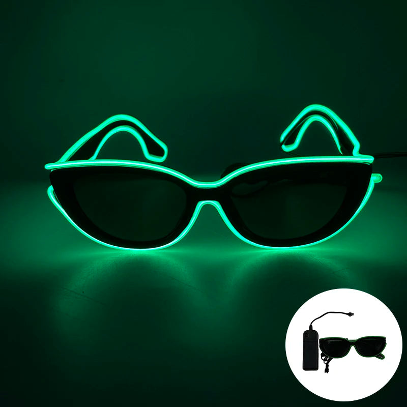 LED Funny Sunglasses Futuristic Soldier Round LED Steampunk Glasses Birthday Halloween Christmas Concert Steampunk Toy Glasses Good Vibrations