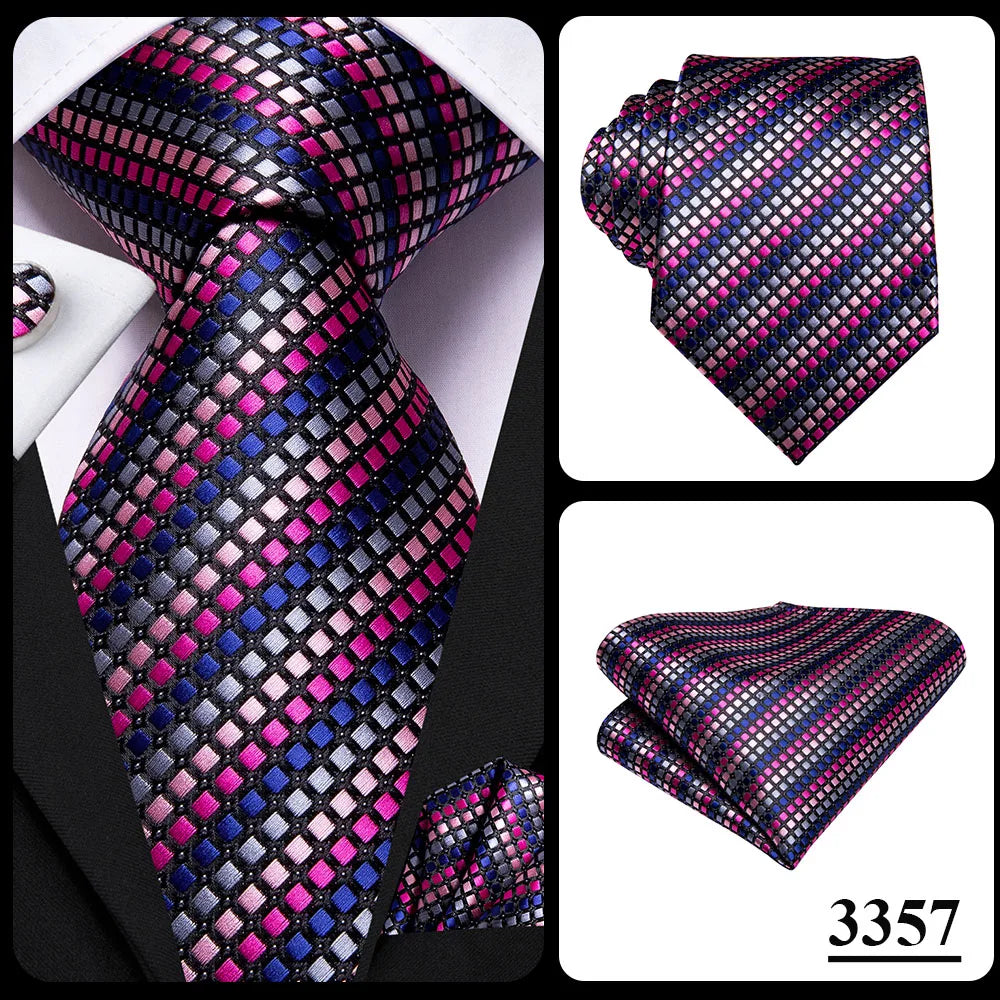 Black Red Striped Silk Wedding Tie For Men Handky Cufflink Gift Men Necktie Fashion Business Party Dropshiping Hi-Tie Designer Good Vibrations