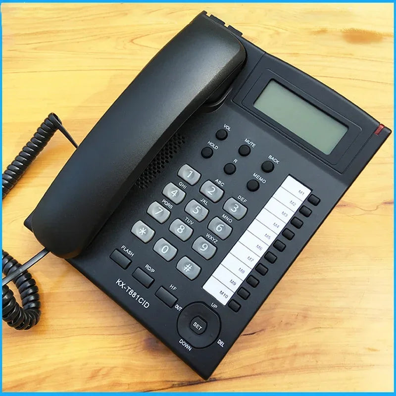 Desktop Corded Telephone, Wired Landline Phone for Home/Hotel/Office, Handsfree, with Blue Backlit, Caller ID, in English Good Vibrations