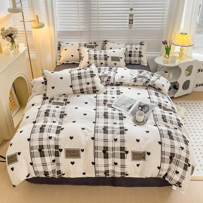 Cartoon Style Bed Sheet Set For Kids Cute Bunny Printed Bedding Set Breathable Durable постельное белье 이불세트 Queen/King Bedding Good Vibrations