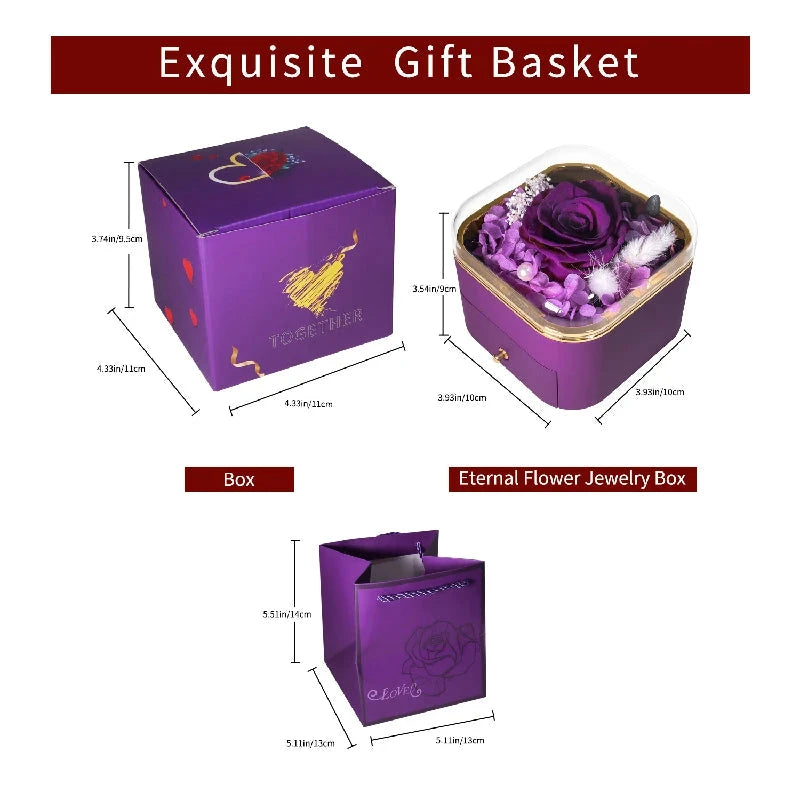 Christmas & Valentine's Day Gift - Real Natural Preserved Eternal Rose Flower Acrylic Box Ideal Gifts for Women & Girls Good Vibrations