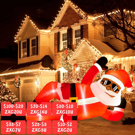 10FT Giant Christmas Inflatable Black Santa Christmas Outdoor Inflatables, Christmas Blow Up Yard Decorations for Xmas Garden Good Vibrations
