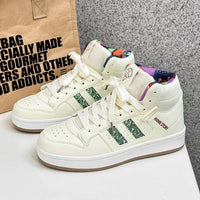 High Top National Tide Color Matching Strap Classic New Board Shoes Casual Walking Shoes Bread Shoes Small White Shoes Students Good Vibrations