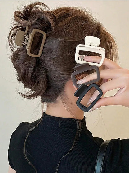 4pcs Women's Square Lightweight Hair Claw Clip Fashionable Elegant Hair Accessory Clip Suitable Hair Styling Makeup Good Vibrations