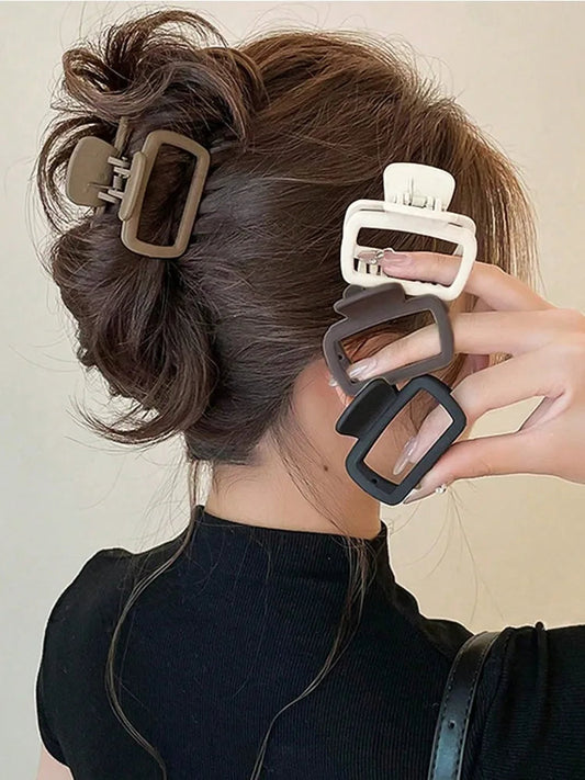 4pcs Women's Square Lightweight Hair Claw Clip Fashionable Elegant Hair Accessory Clip Suitable Hair Styling Makeup Good Vibrations