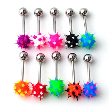 Surgical Steel Vibrating Tongue Ring Tongue Piercing Ring Colorful Rock Personality Rubber Barbell Tongue Ring Bar Body Jewelry Good Vibrations