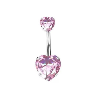 Fashion Pink Crystal Crown Belly Button Rings Stainless Steel Long Pendant Butterfly Heart Navel Piercing for Women Jewelry Good Vibrations Adult Super Store