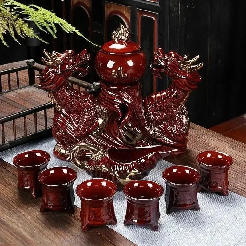Automatic Chinese Kung Tea Fu Set, Bone Teapot China and Tea Set, Cup Travel Teapot, Holiday Gifts, High-end Good Vibrations