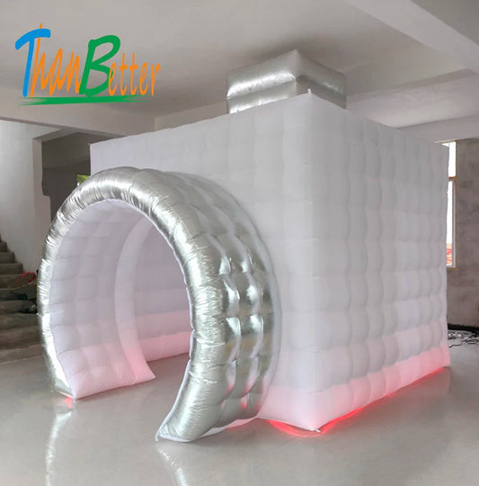 Gold Silver Black White New Style Camera Shape Wedding Party Inflatable Photo Booth Tent Cabin PhotoBooth With Multi Color LED Good Vibrations