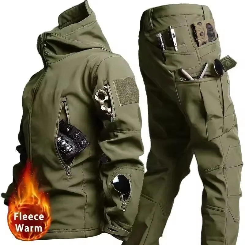 Winter Autumn Fleece Men Jacket Tactical Waterproof Suit Outdoor Fishing Hiking Camping Tracksuits Coat Thermal Suit Good Vibrations