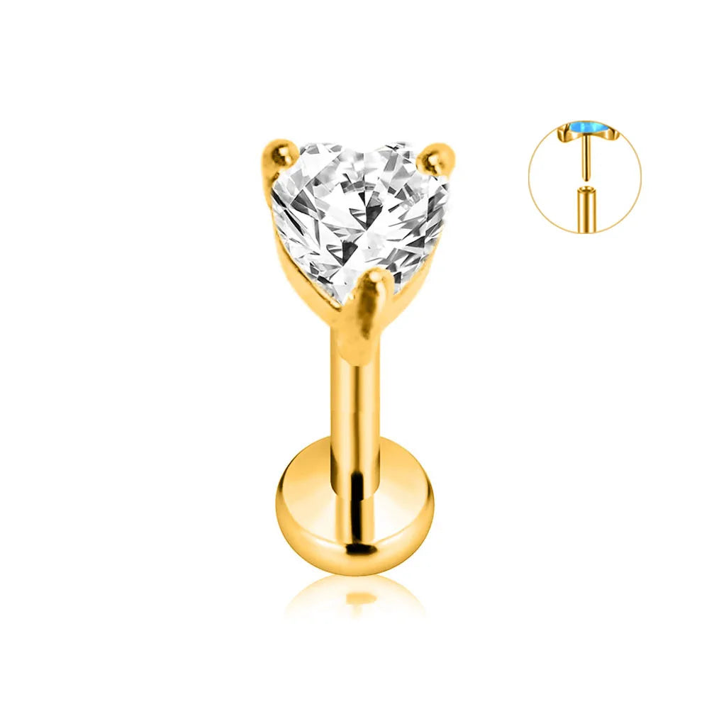 ASTM F136 G23 Titanium Flower Petals Star Heart Butterfly Threadless Piercing Pin Push in Labret Daith Conch Earring 16G 18G 20G Good Vibrations