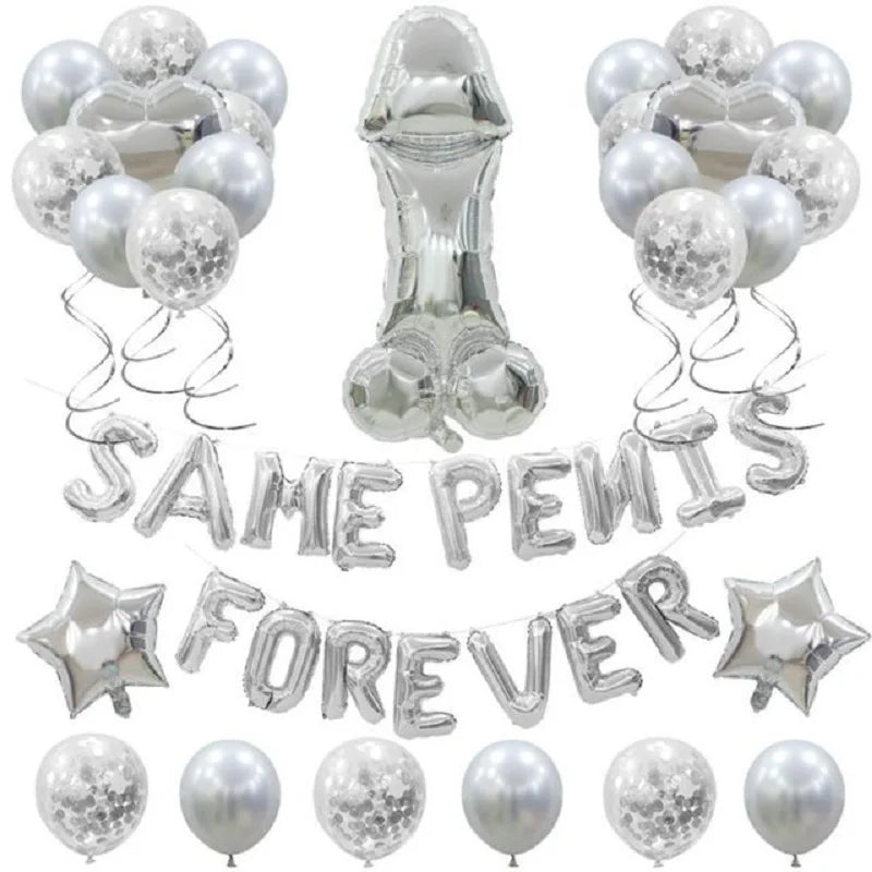Bachelorette Party Decor, Same Penis Forever, Foil Balloon Set, Hen Party Accessories, Rose Gold, Confetti, 1Set Good Vibrations