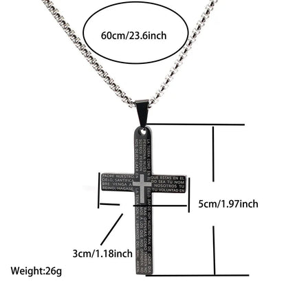Classic Stainless Steel Cross Necklace For Men 24 Inches Long Pendant Collar Hiphop Rock Outdoor Cool Riding Neck Accessories Good Vibrations