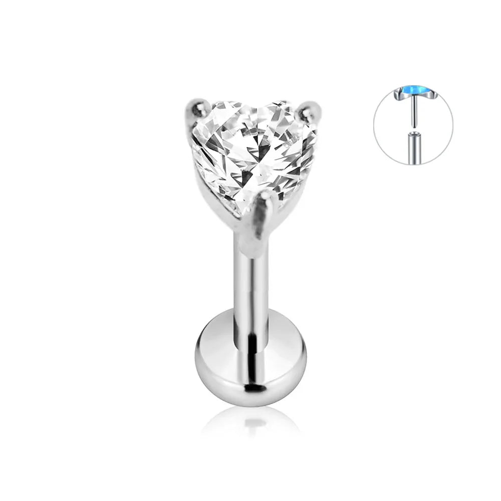 ASTM F136 G23 Titanium Flower Petals Star Heart Butterfly Threadless Piercing Pin Push in Labret Daith Conch Earring 16G 18G 20G Good Vibrations