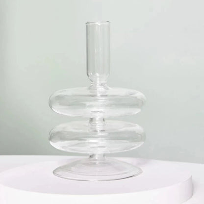Floriddle Taper Candle Holders Glass Candlesticks for Home Wedding Table Decoration Glass Vase Table Bookshelf Candles Stand Good Vibrations