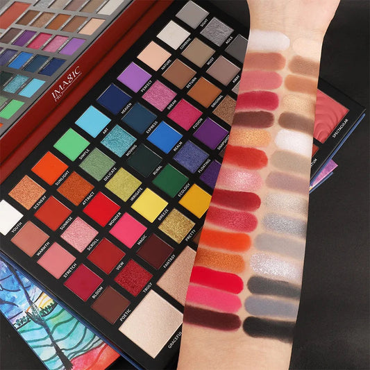 IMAGIC 56 Color Eyeshadow Palette 4in1 Highlight Contour Blush Eye Shadow Make UpWaterproof Long Lasting Good Vibrations