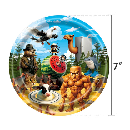 Italian Brainrot Birthday Party Decoration Tung Tung Sahur Tralalelo Tralala Tableware Balloon Cup Plate for Party Favor Supplie Good Vibrations