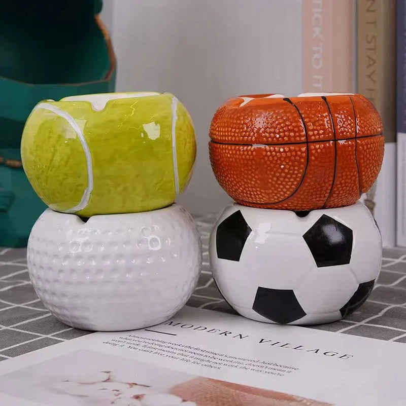 Home decoration,Ashtray,desk accessories,smoking accessoiries,Basketball, football, tennis, golf ball shaped ceramic ashtray Good Vibrations Adult Super Store
