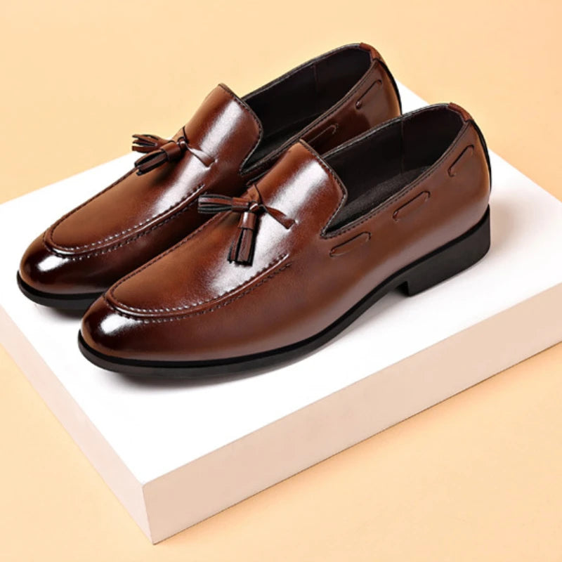 Men's Dress Shoes New Pu Leather Fashion Shoe for Mens Large Size Business Formal Casual Shoes Slip on Wedding Men Shoes Zapatos Good Vibrations