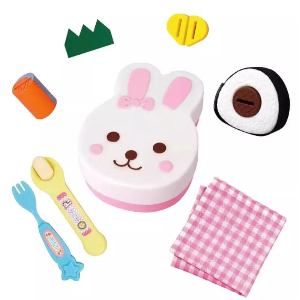 Rabbit Shape Food Feeding Toy Pretend Play Simulation Model Lunch Box Pudding Toy Kawaii Role Play Play House Toys Kids Toy Good Vibrations
