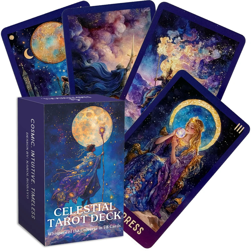 Celestial Tarot Deck, 78 English Tarot Cards with Guidebook, Beginner To Experienced, Wisdom of Traditional Tarot, 12x7cm Good Vibrations