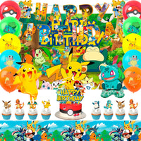 Pokemon Party Decorations, 38 Pcs Pokemon Birthday Decorations - Pokemon Banners Balloons Tablecloth etc Pikachu Party Supplies Good Vibrations