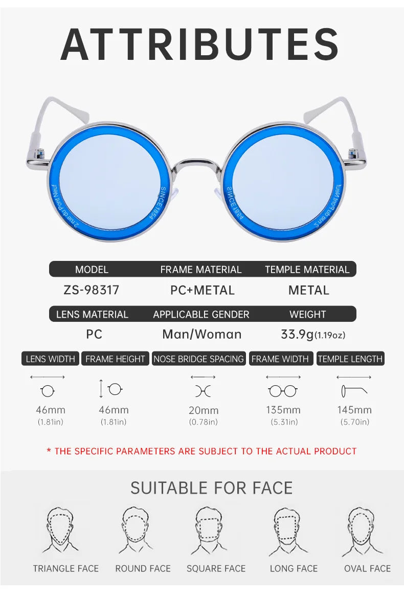 Round Steampunk Sunglass Men Vintage Punk Sunglasses Women Trendy Retro Fashion Glasses Gafas De Sol Hombre Lunette Soleil Femme Good Vibrations
