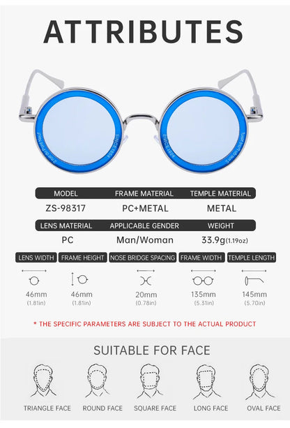 Round Steampunk Sunglass Men Vintage Punk Sunglasses Women Trendy Retro Fashion Glasses Gafas De Sol Hombre Lunette Soleil Femme Good Vibrations