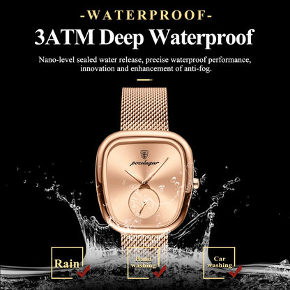 POEDAGAR Luxury Fashion Elegant Ladies Watch Waterproof Watch for Woman Mesh Stainless Steel Quartz Women's Watches Female Reloj Good Vibrations