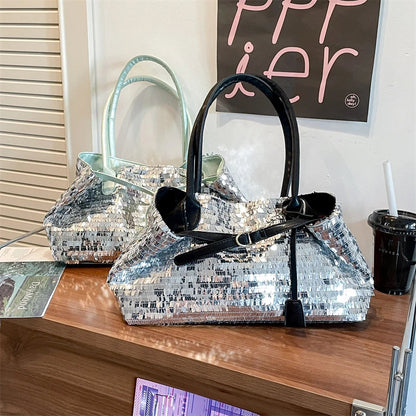 Sequined Underarm Shoulder Evening Tote Bags For Women Shiny Big Capacity Shopper Totes Nightclub Party Luxury Designer Handbags Good Vibrations