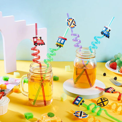 Train Party Supplies Drinking Straws Temporary Tattoos Keychains Slap Bracelets Stickers Goodie Bag Transportation Birthday Gift Good Vibrations