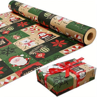 Christmas Wrapping Paper Roll - Festive Kraft Paper with Snowflake, Tree, and Ornament Patterns, Ideal for Holiday Gift Wrapping Good Vibrations
