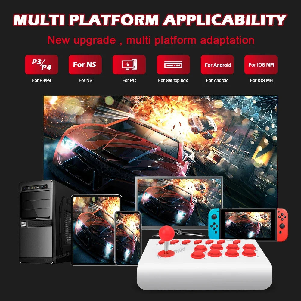 Y02 Arcade Joystick for PS4/PS3/Xbox One/Switch OLED/Android/iOS Wired Wireless Street Fighter Controller w Macro/Turbo Function Good Vibrations