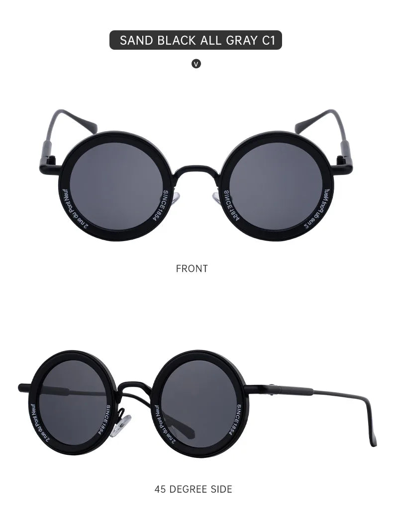 Round Steampunk Sunglass Men Vintage Punk Sunglasses Women Trendy Retro Fashion Glasses Gafas De Sol Hombre Lunette Soleil Femme Good Vibrations
