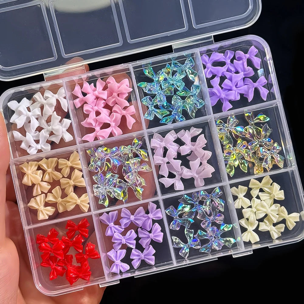120pcs/box 3D Gold Bow Butterfly Nail Metal Charms Shiny Cute Bowtie/Diamond Star Nail Jewelry 120 Luxury Nail Art Supplies #RE4 Good Vibrations
