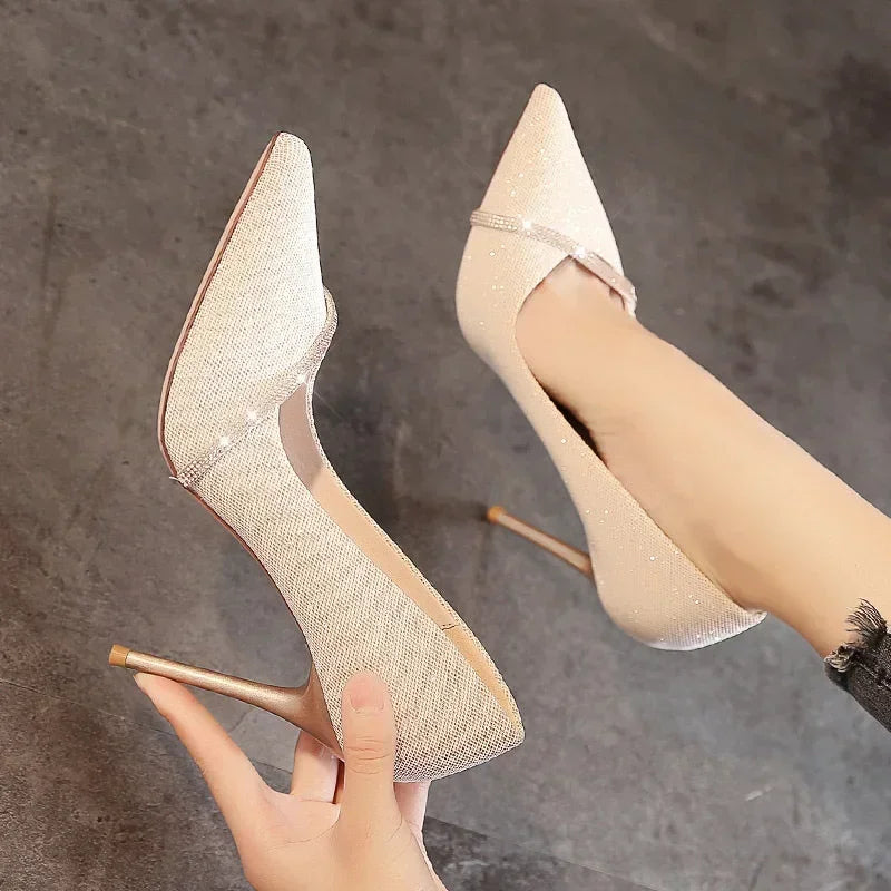High Heels Women with 2024 New Spring and Autumn Pointy Women's Shoes Dress Wedding Shoes Temperament Banquet Single Shoes Good Vibrations