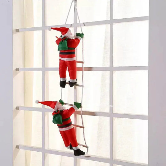 Christmas home Decoration Xmas Gift 2024 Navidad Santa Claus Climbing on Rope Ladder Xmas Trees Pendant Hanging Ornament Good Vibrations