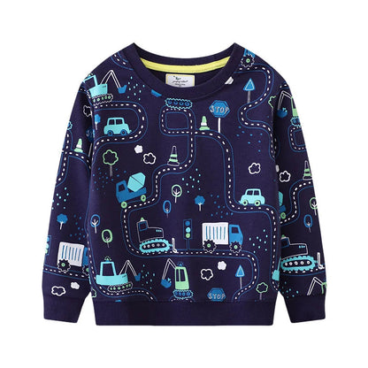 Jumping Meters 5-7T Long Sleeve  Boys Girls Hooded Sweatshirts With Dinosaur Children's Clothing  Hot Selling Baby Shirts Tops Good Vibrations