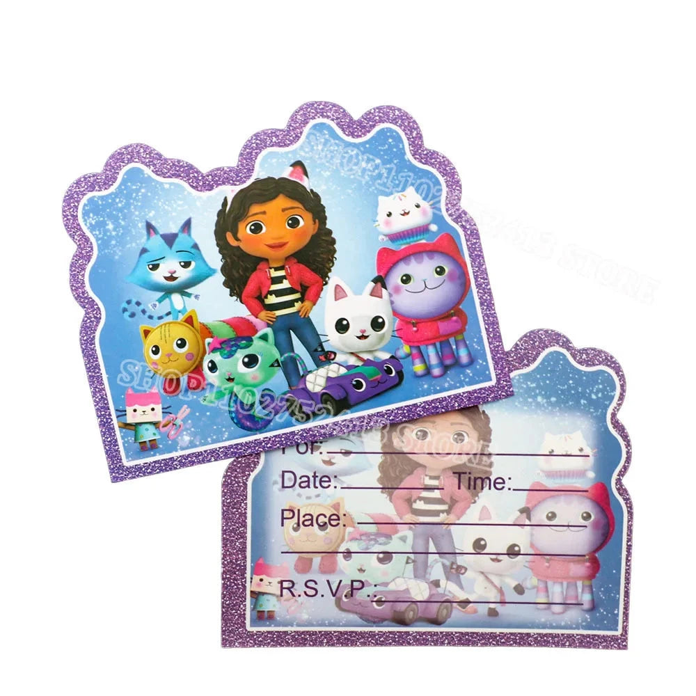 Gabby Dollhouse Birthday Party Supplies Kids Disposable Tableware Backdrop Cake Decoration Girl Baby Shower Numbers Balloon Gift Good Vibrations