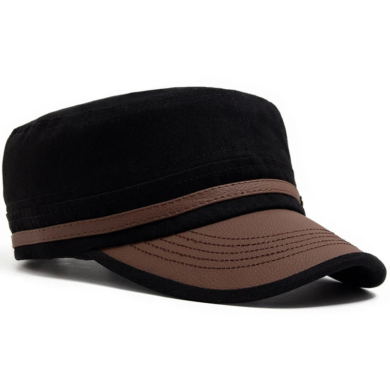 Flat Hat Women Fashion PU Leather Brim Men Baseball Cap Soft Cotton Cloth Casual Visor Trucker Hat Autumn Summer Adjustable Good Vibrations
