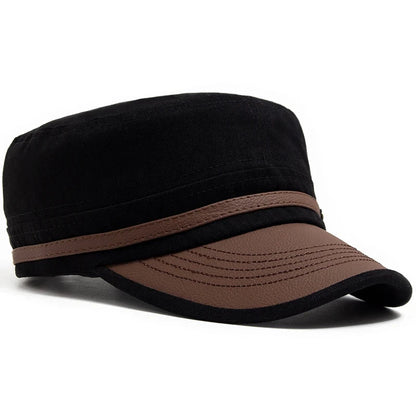 Flat Hat Women Fashion PU Leather Brim Men Baseball Cap Soft Cotton Cloth Casual Visor Trucker Hat Autumn Summer Adjustable Good Vibrations