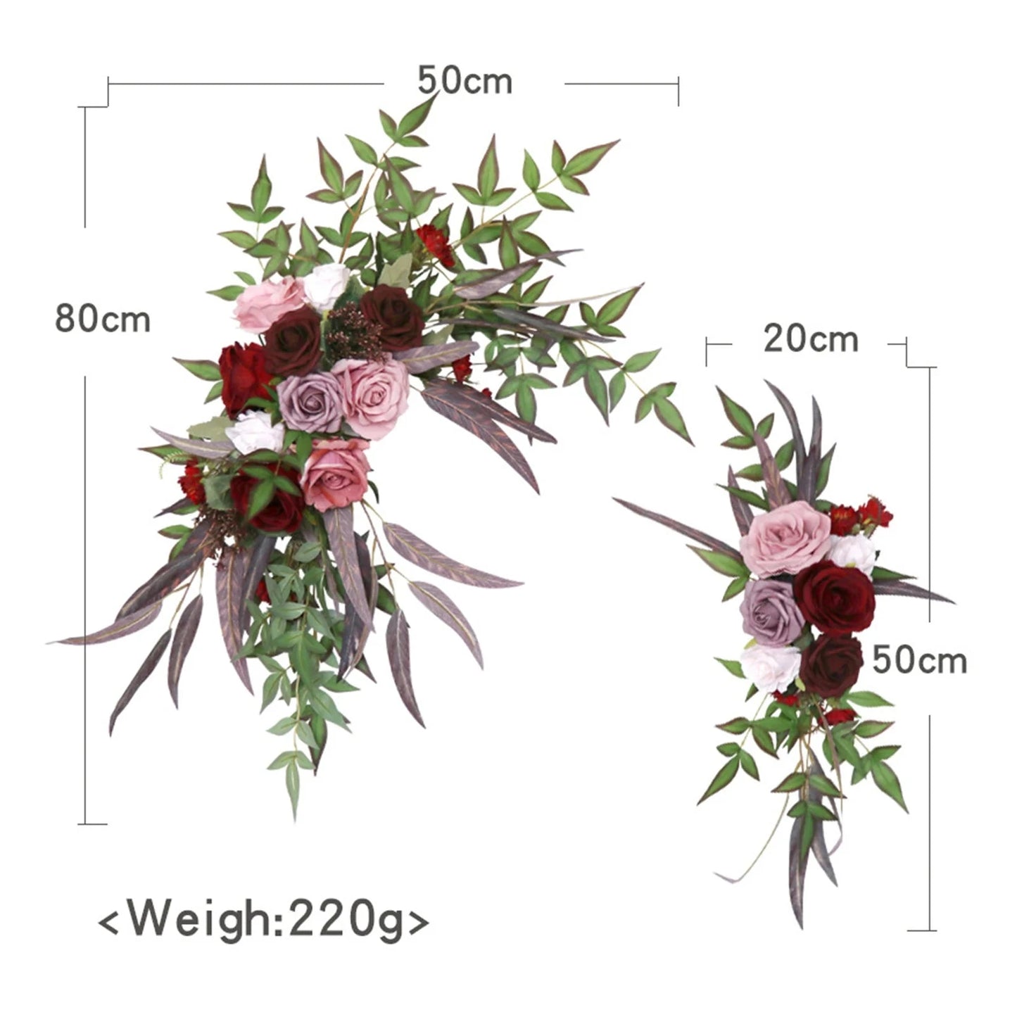 Large 2Pcs Artificial Flower Swag Floral Swag Garland Wedding Arch Flowers Kit for Sign Rustic Artificial Floral Swag Arch Decor Good Vibrations