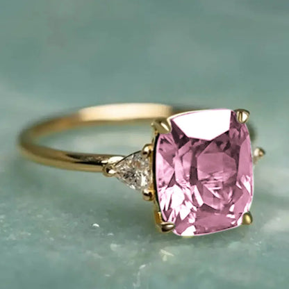 Pink Cubic Zirconia Ring Suitable for Women's Engagement Wedding Luxury Accessories Sparkling Silver Fashion Jewelry Good Vibrations