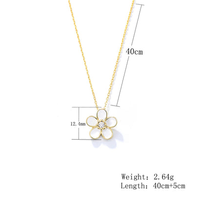 White Enamel Charm Flower Necklace Nice Gold Plated 925 Unique Design Necklace Jewelry Good Vibrations