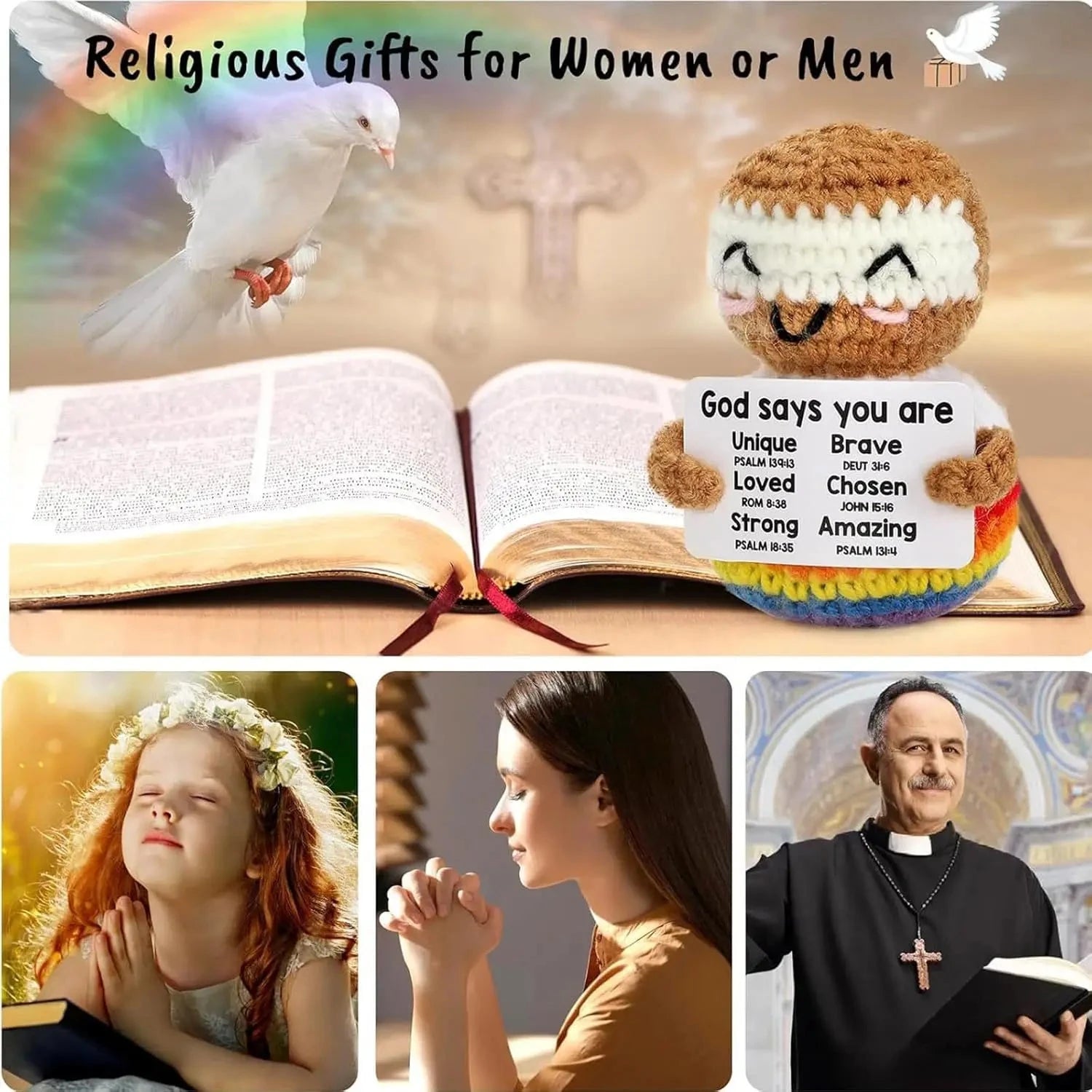 Positive Energy Pocket Hug Crochet Doll, Mini Handmade Knitted Plush Potato Turtle Vegetable Duck Funny Support Gift with Card Good Vibrations