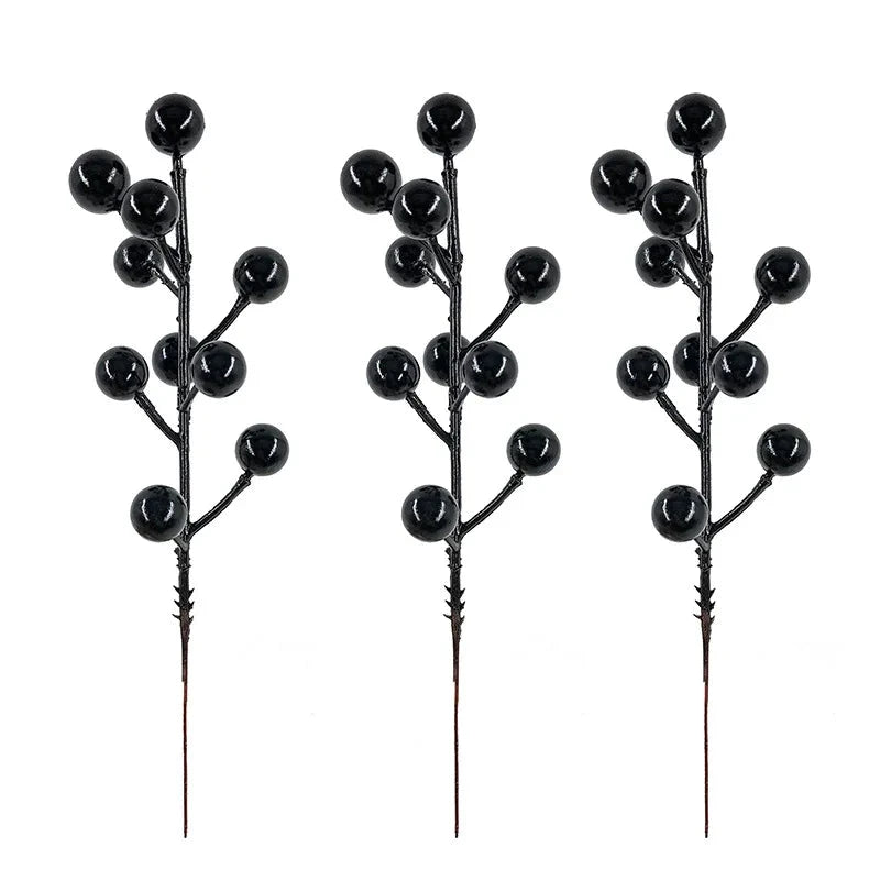 Christmas Decoration Red Berries Artificial Foam Black White Berry Flower Branches DIY Wreath Xmas Tree Wedding Party Home Decor Good Vibrations